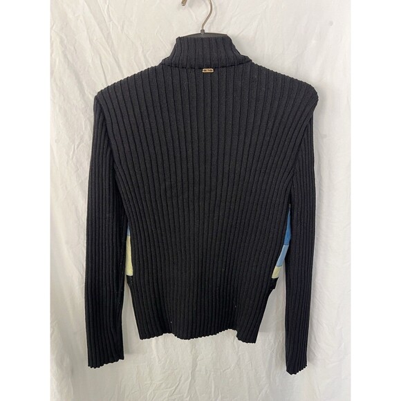 ST JOHN Lamb Suede Leather And Wool Sequin Striped Jacket Women Size S Full Zip - Picture 8 of 10